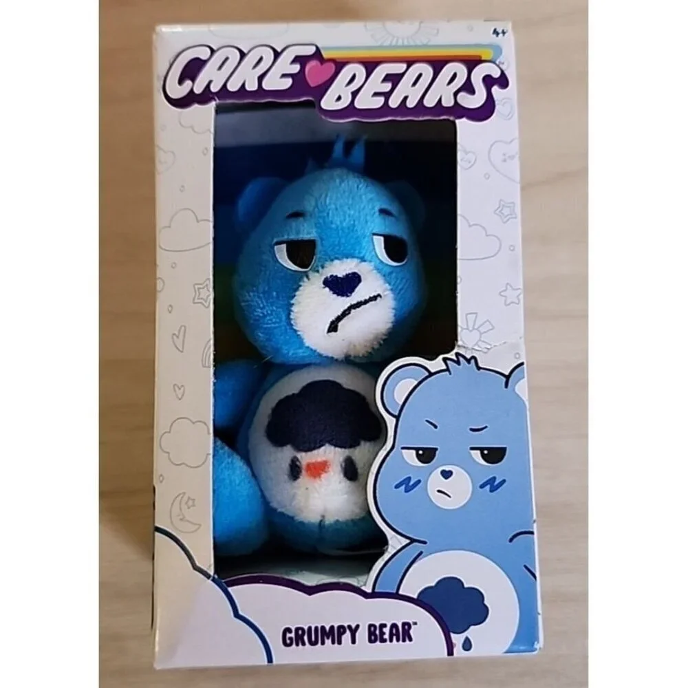 NEW, Care Bears GRUMPY Bear BLUE Micro Mini 3” Plush Stuffed Animal Basic Fun